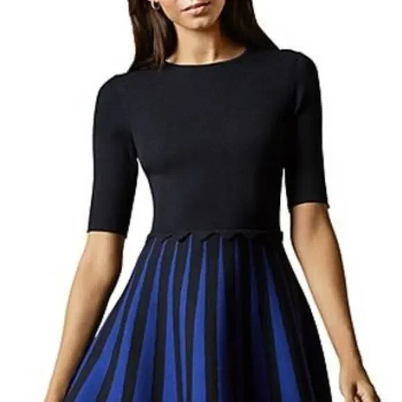 Ted Baker London Salyee Ribbed Scalloped Trim Knit Skater Dress NWOT S - Picture 3 of 9